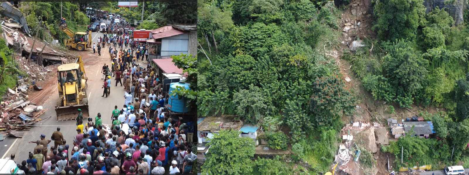 නායයාම සිදුවූ ස්ථානයේ ගල් ඉවත් කිරීම අද